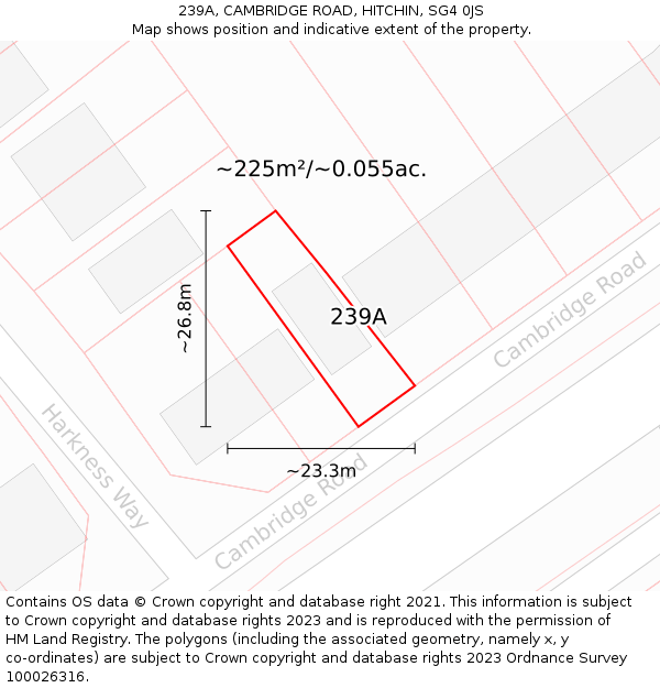 239A, CAMBRIDGE ROAD, HITCHIN, SG4 0JS: Plot and title map