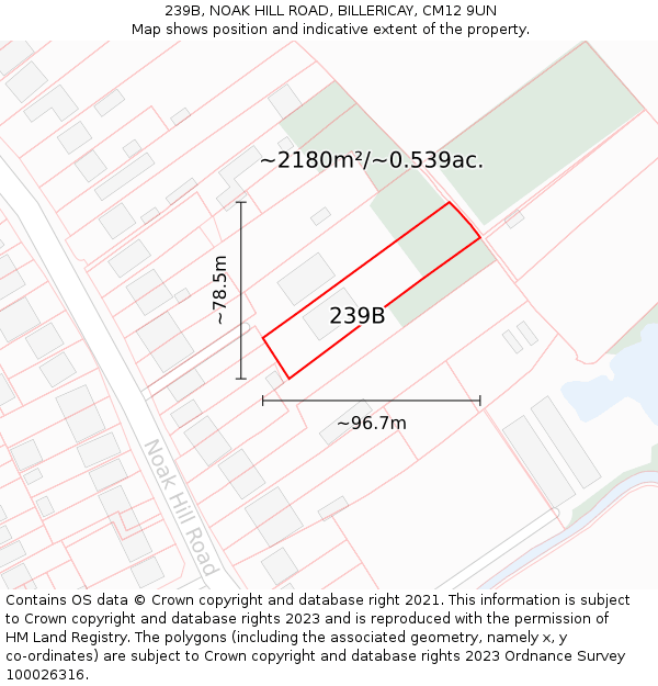 239B, NOAK HILL ROAD, BILLERICAY, CM12 9UN: Plot and title map
