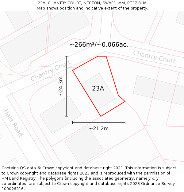 23A, CHANTRY COURT, NECTON, SWAFFHAM, PE37 8HA: Plot and title map