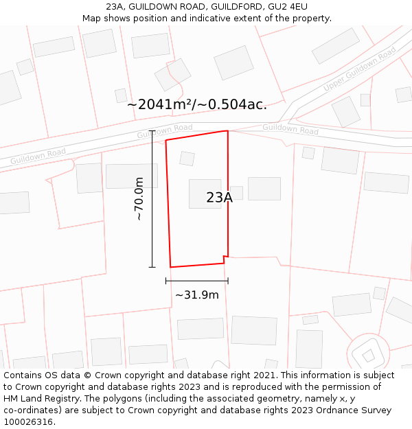 23A, GUILDOWN ROAD, GUILDFORD, GU2 4EU: Plot and title map