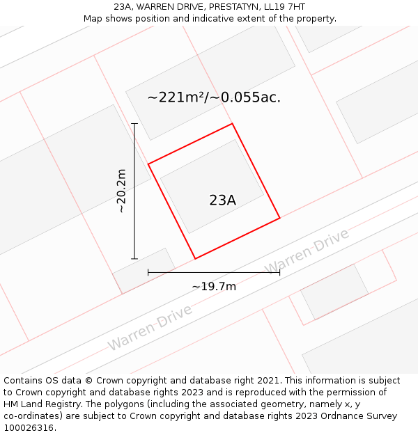 23A, WARREN DRIVE, PRESTATYN, LL19 7HT: Plot and title map