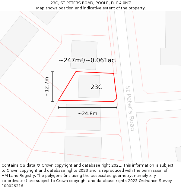 23C, ST PETERS ROAD, POOLE, BH14 0NZ: Plot and title map