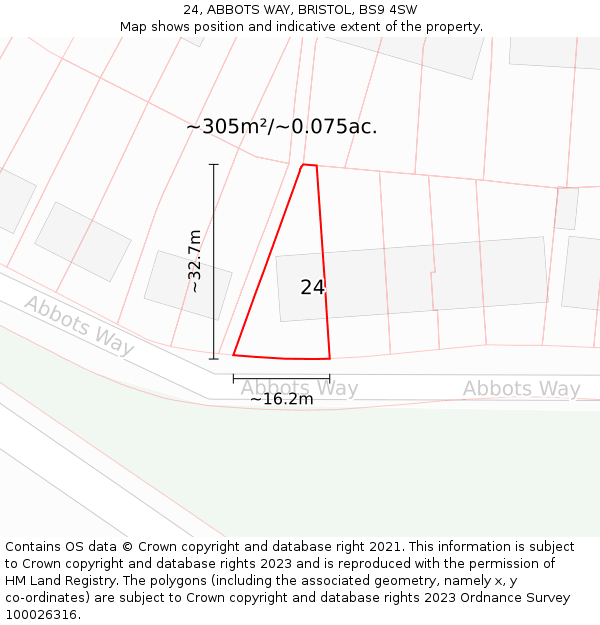 24, ABBOTS WAY, BRISTOL, BS9 4SW: Plot and title map