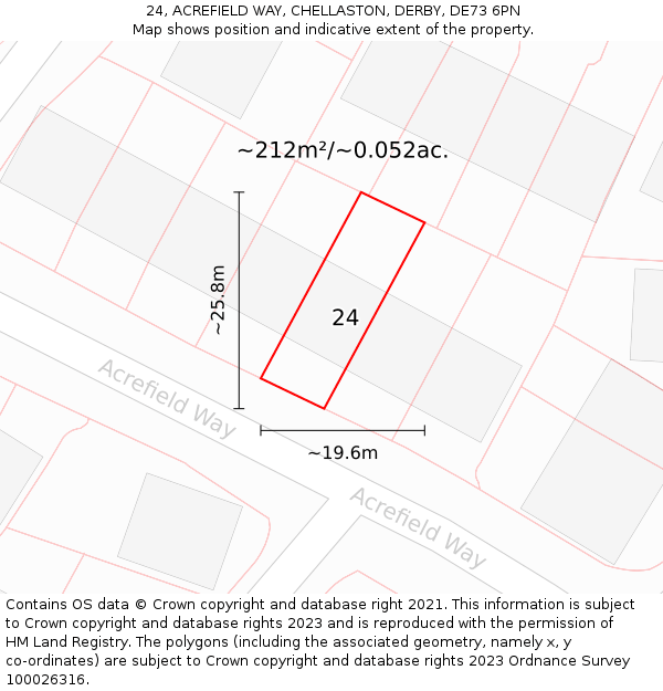 24, ACREFIELD WAY, CHELLASTON, DERBY, DE73 6PN: Plot and title map