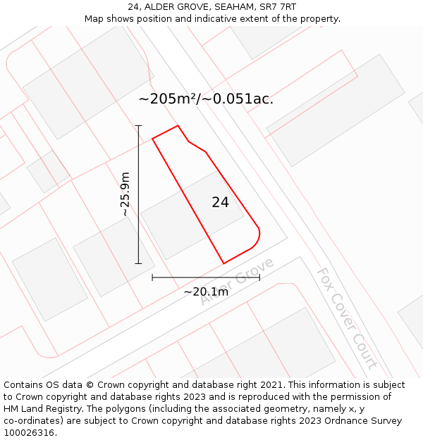 24, ALDER GROVE, SEAHAM, SR7 7RT: Plot and title map