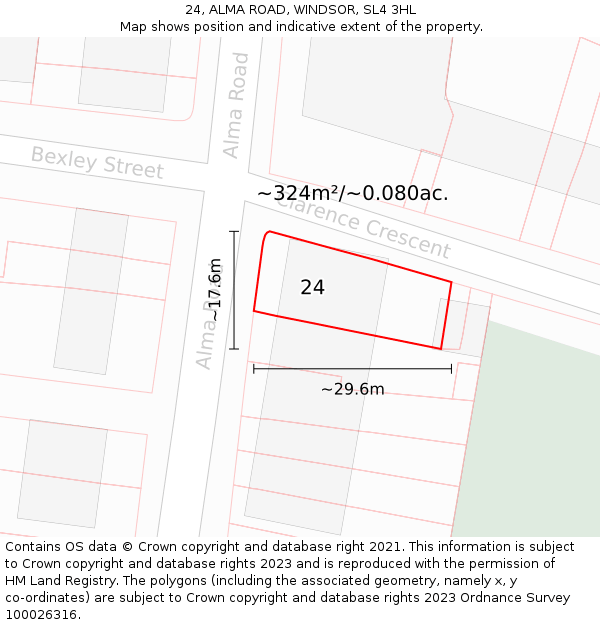 24, ALMA ROAD, WINDSOR, SL4 3HL: Plot and title map