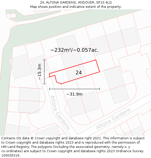24, ALTONA GARDENS, ANDOVER, SP10 4LG: Plot and title map
