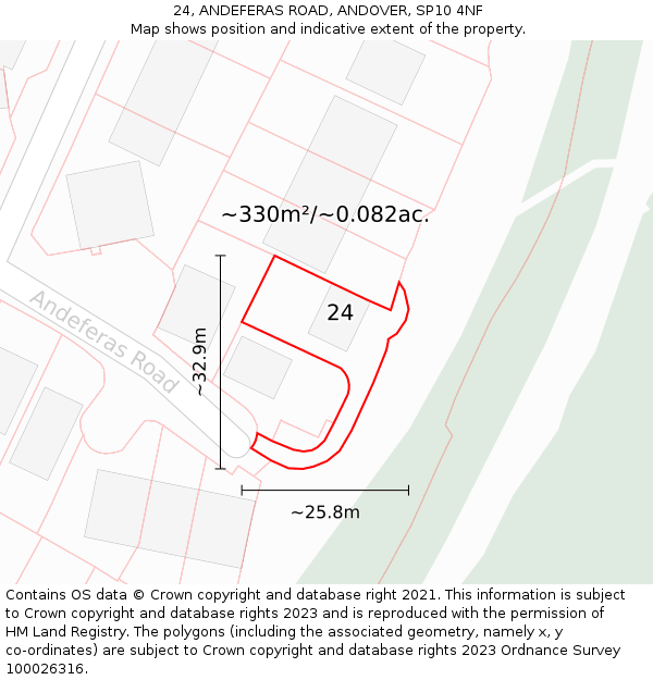 24, ANDEFERAS ROAD, ANDOVER, SP10 4NF: Plot and title map