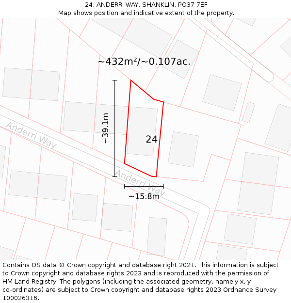24, ANDERRI WAY, SHANKLIN, PO37 7EF: Plot and title map