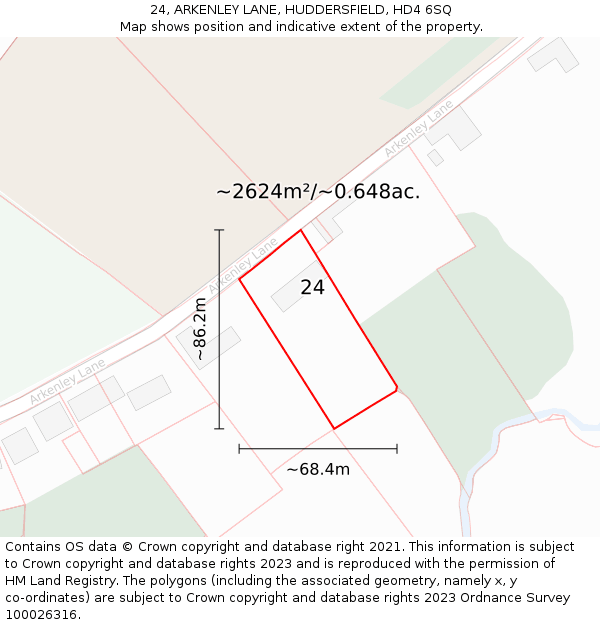 24, ARKENLEY LANE, HUDDERSFIELD, HD4 6SQ: Plot and title map