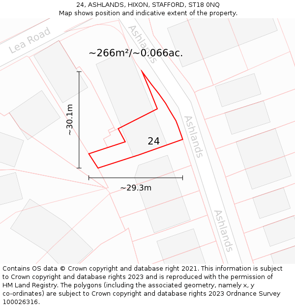 24, ASHLANDS, HIXON, STAFFORD, ST18 0NQ: Plot and title map