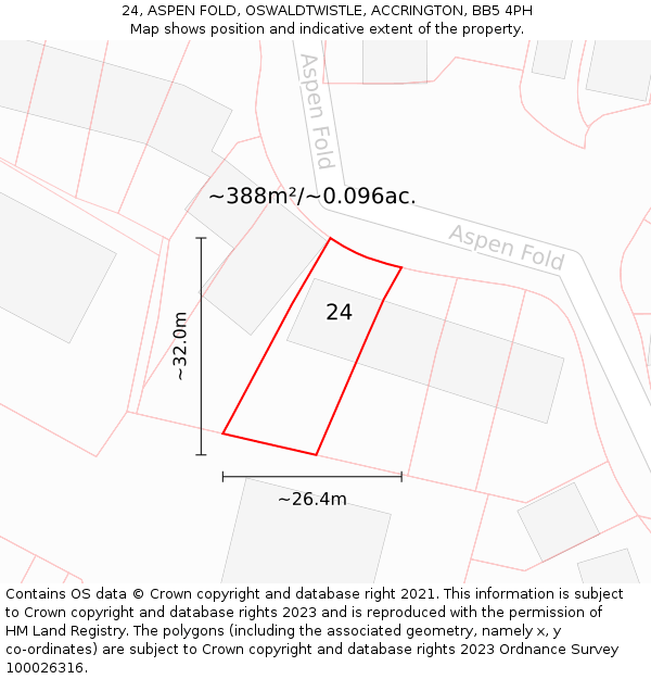 24, ASPEN FOLD, OSWALDTWISTLE, ACCRINGTON, BB5 4PH: Plot and title map