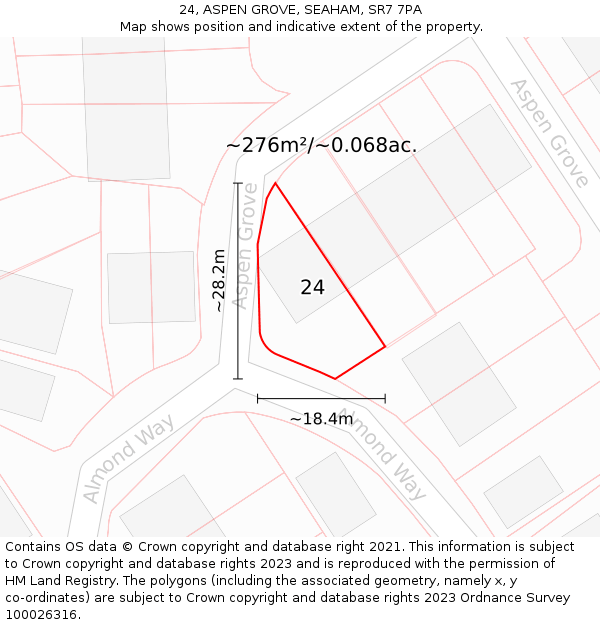 24, ASPEN GROVE, SEAHAM, SR7 7PA: Plot and title map