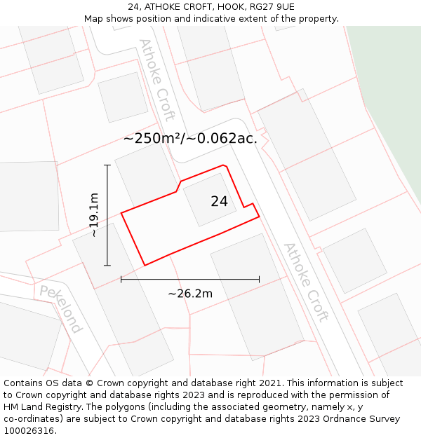 24, ATHOKE CROFT, HOOK, RG27 9UE: Plot and title map