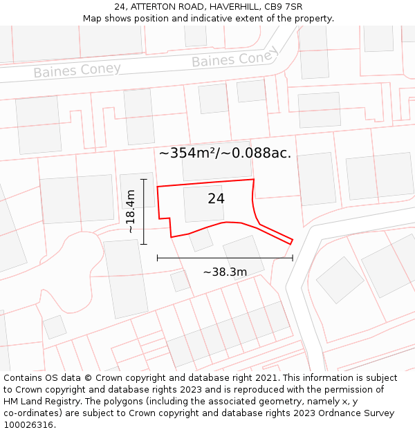24, ATTERTON ROAD, HAVERHILL, CB9 7SR: Plot and title map