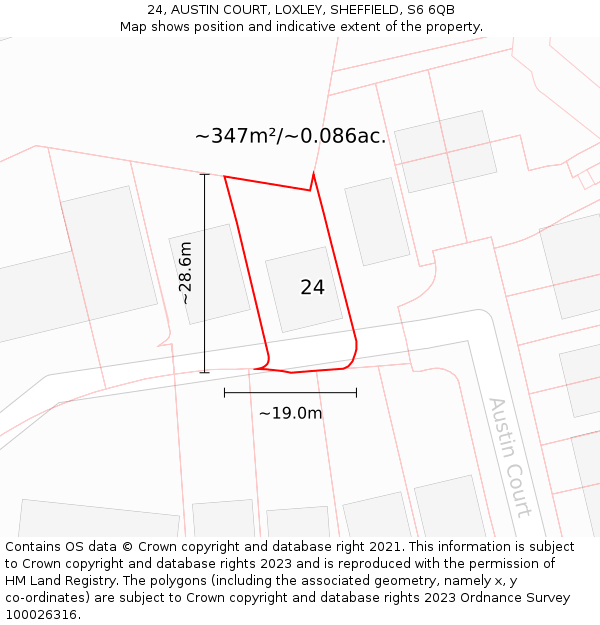 24, AUSTIN COURT, LOXLEY, SHEFFIELD, S6 6QB: Plot and title map