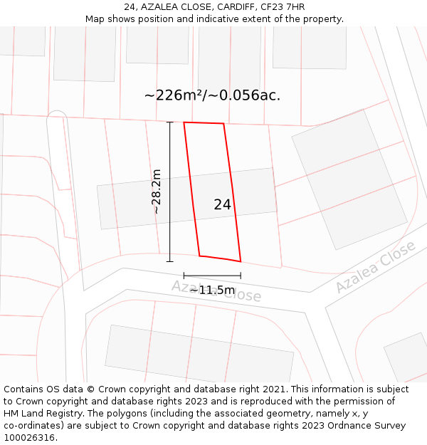 24, AZALEA CLOSE, CARDIFF, CF23 7HR: Plot and title map