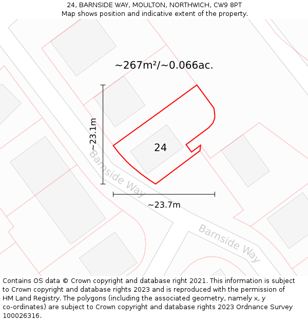24, BARNSIDE WAY, MOULTON, NORTHWICH, CW9 8PT: Plot and title map