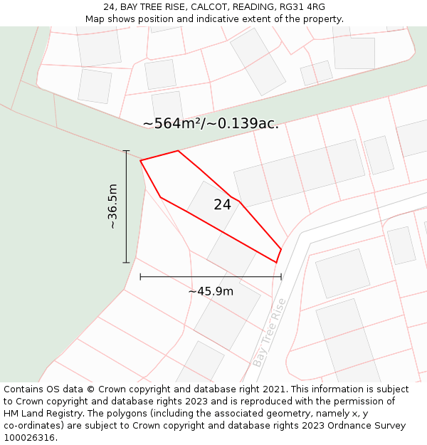 24, BAY TREE RISE, CALCOT, READING, RG31 4RG: Plot and title map