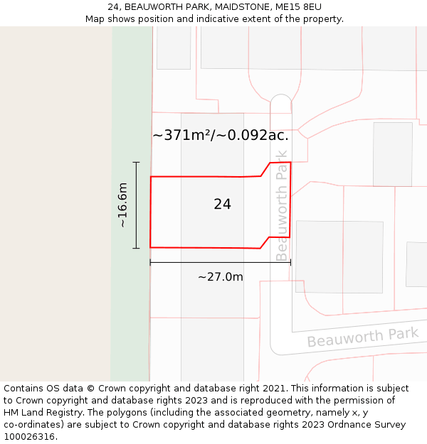 24, BEAUWORTH PARK, MAIDSTONE, ME15 8EU: Plot and title map