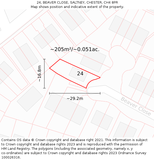 24, BEAVER CLOSE, SALTNEY, CHESTER, CH4 8PR: Plot and title map