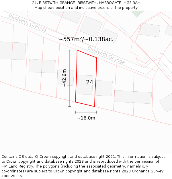 24, BIRSTWITH GRANGE, BIRSTWITH, HARROGATE, HG3 3AH: Plot and title map