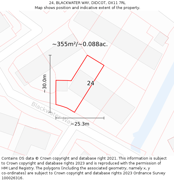24, BLACKWATER WAY, DIDCOT, OX11 7RL: Plot and title map