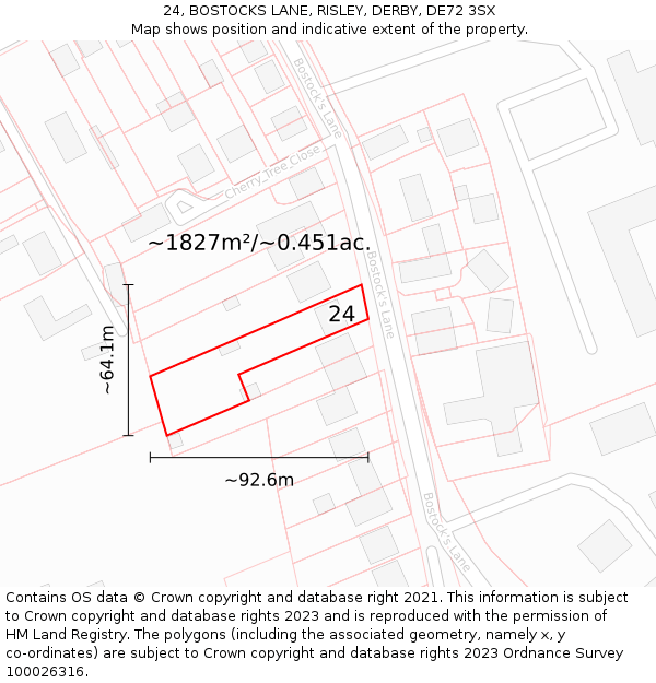 24, BOSTOCKS LANE, RISLEY, DERBY, DE72 3SX: Plot and title map