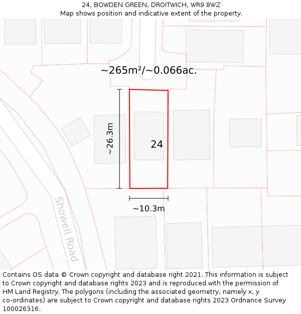 24, BOWDEN GREEN, DROITWICH, WR9 8WZ: Plot and title map