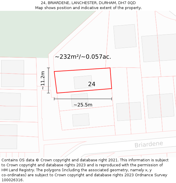 24, BRIARDENE, LANCHESTER, DURHAM, DH7 0QD: Plot and title map