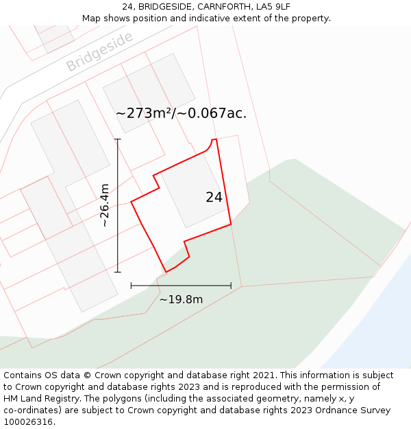 24, BRIDGESIDE, CARNFORTH, LA5 9LF: Plot and title map