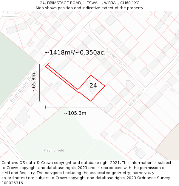 24, BRIMSTAGE ROAD, HESWALL, WIRRAL, CH60 1XG: Plot and title map