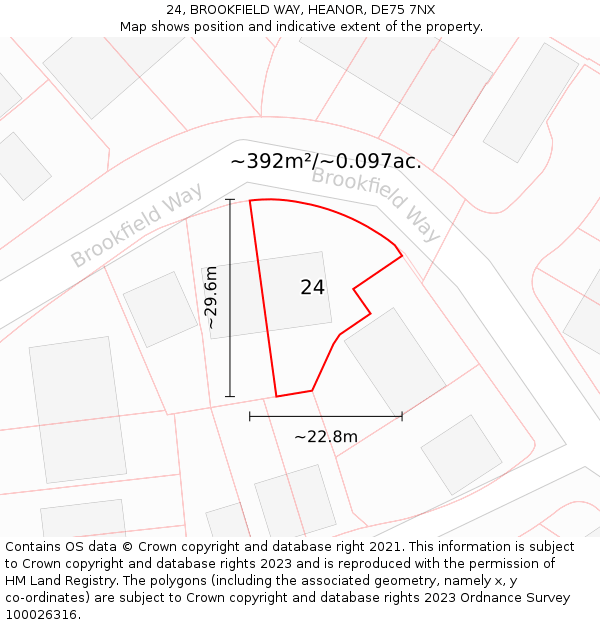 24, BROOKFIELD WAY, HEANOR, DE75 7NX: Plot and title map