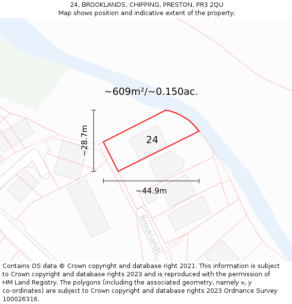 24, BROOKLANDS, CHIPPING, PRESTON, PR3 2QU: Plot and title map