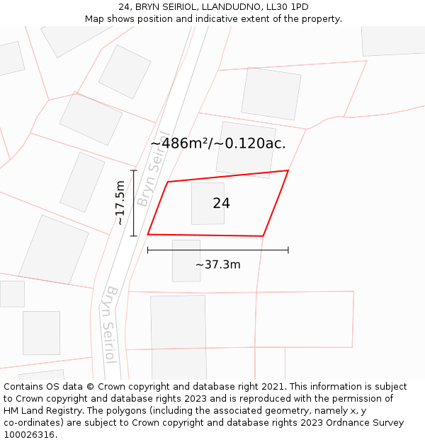 24, BRYN SEIRIOL, LLANDUDNO, LL30 1PD: Plot and title map