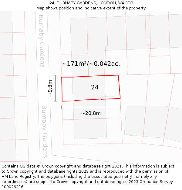 24, BURNABY GARDENS, LONDON, W4 3DP: Plot and title map