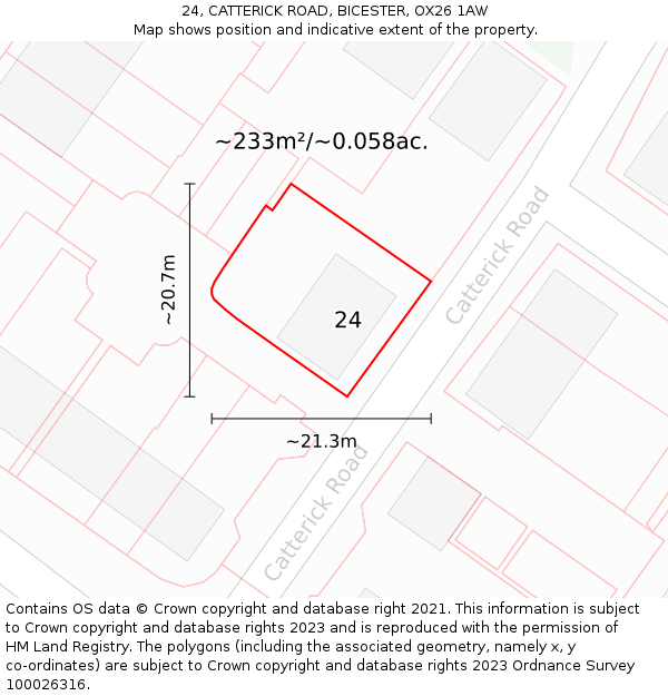 24, CATTERICK ROAD, BICESTER, OX26 1AW: Plot and title map