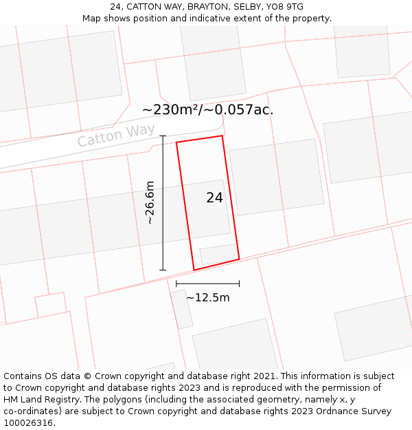 24, CATTON WAY, BRAYTON, SELBY, YO8 9TG: Plot and title map