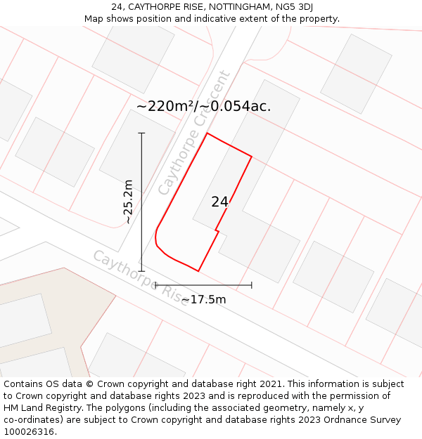 24, CAYTHORPE RISE, NOTTINGHAM, NG5 3DJ: Plot and title map