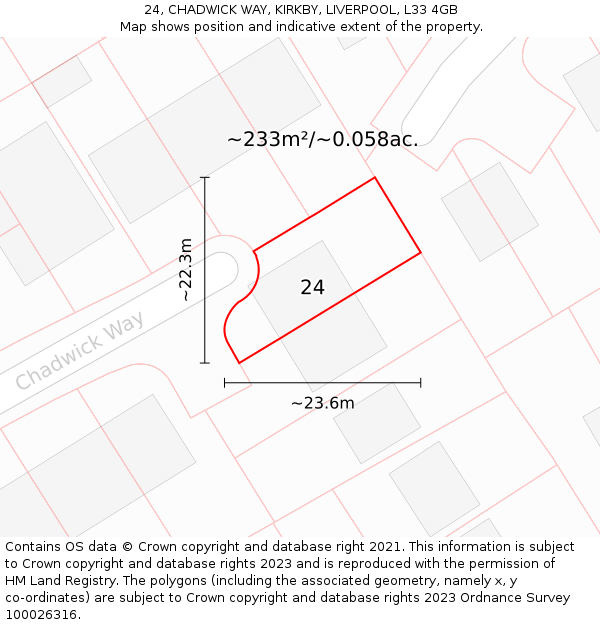 24, CHADWICK WAY, KIRKBY, LIVERPOOL, L33 4GB: Plot and title map