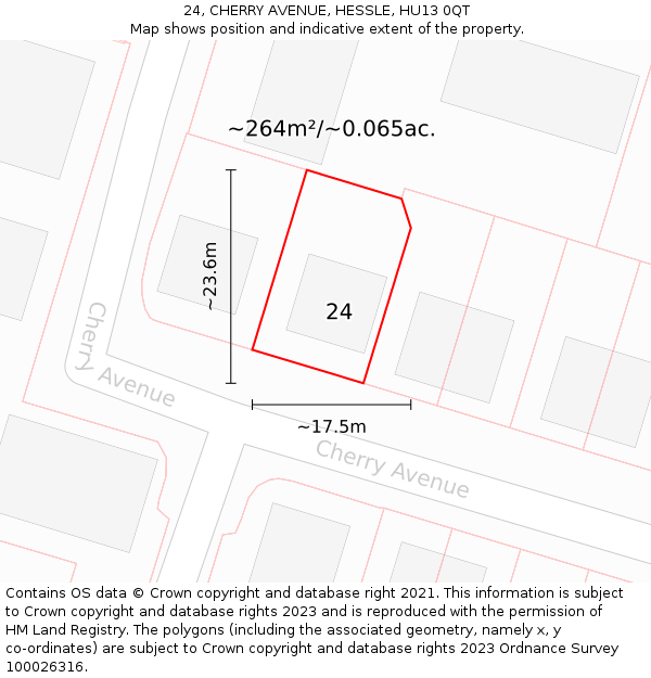 24, CHERRY AVENUE, HESSLE, HU13 0QT: Plot and title map