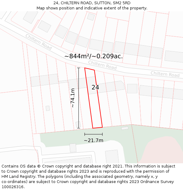 24, CHILTERN ROAD, SUTTON, SM2 5RD: Plot and title map