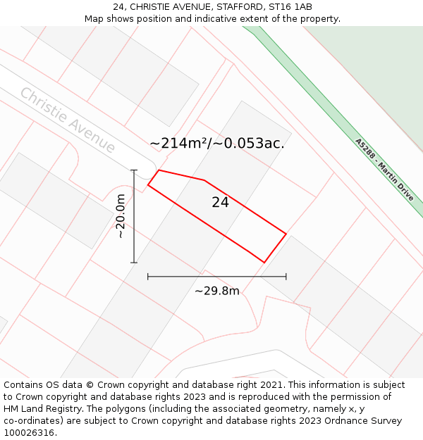 24, CHRISTIE AVENUE, STAFFORD, ST16 1AB: Plot and title map