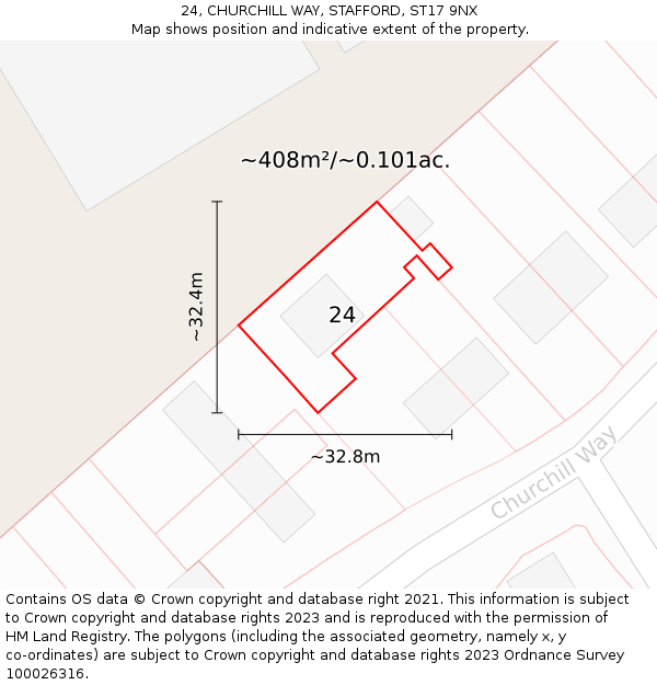 24, CHURCHILL WAY, STAFFORD, ST17 9NX: Plot and title map