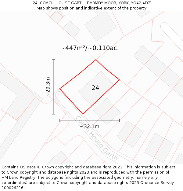 24, COACH HOUSE GARTH, BARMBY MOOR, YORK, YO42 4DZ: Plot and title map