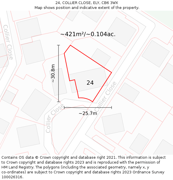 24, COLLIER CLOSE, ELY, CB6 3WX: Plot and title map