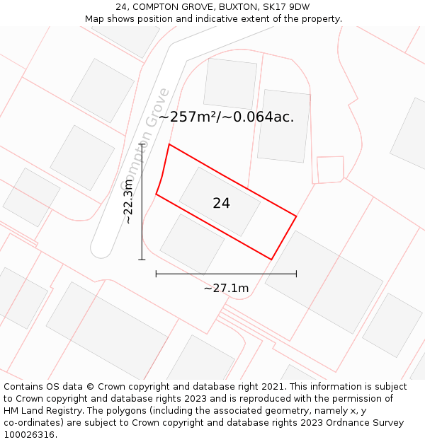 24, COMPTON GROVE, BUXTON, SK17 9DW: Plot and title map