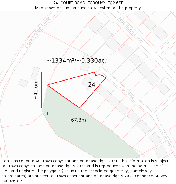 24, COURT ROAD, TORQUAY, TQ2 6SE: Plot and title map