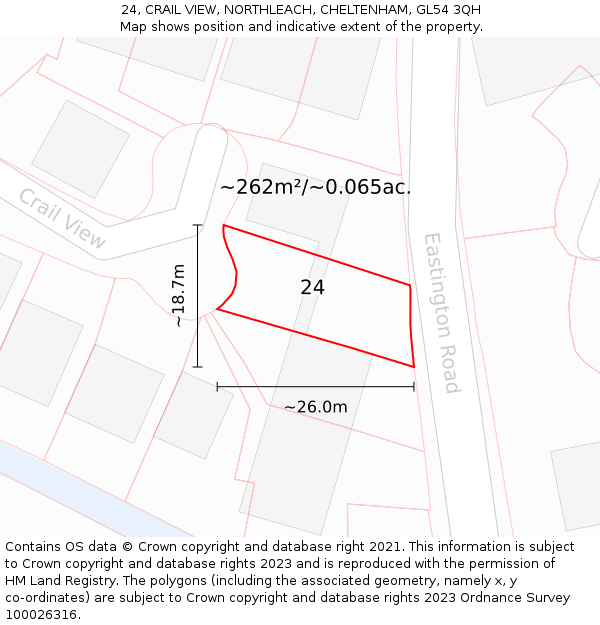 24, CRAIL VIEW, NORTHLEACH, CHELTENHAM, GL54 3QH: Plot and title map