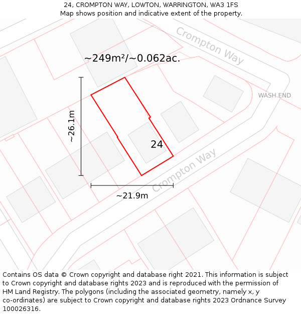 24, CROMPTON WAY, LOWTON, WARRINGTON, WA3 1FS: Plot and title map